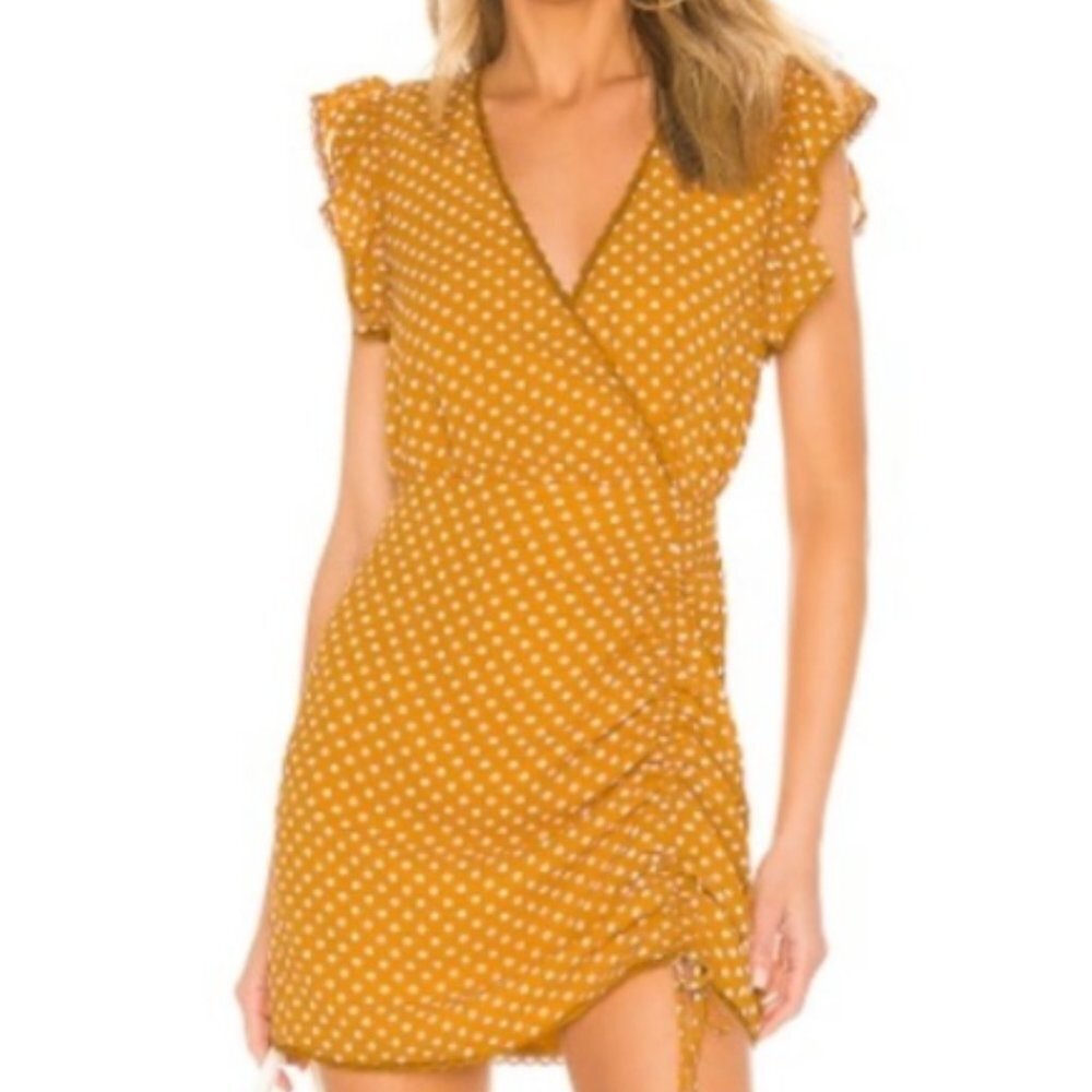 Tularosa Huntington polka dot dress in mustard size M